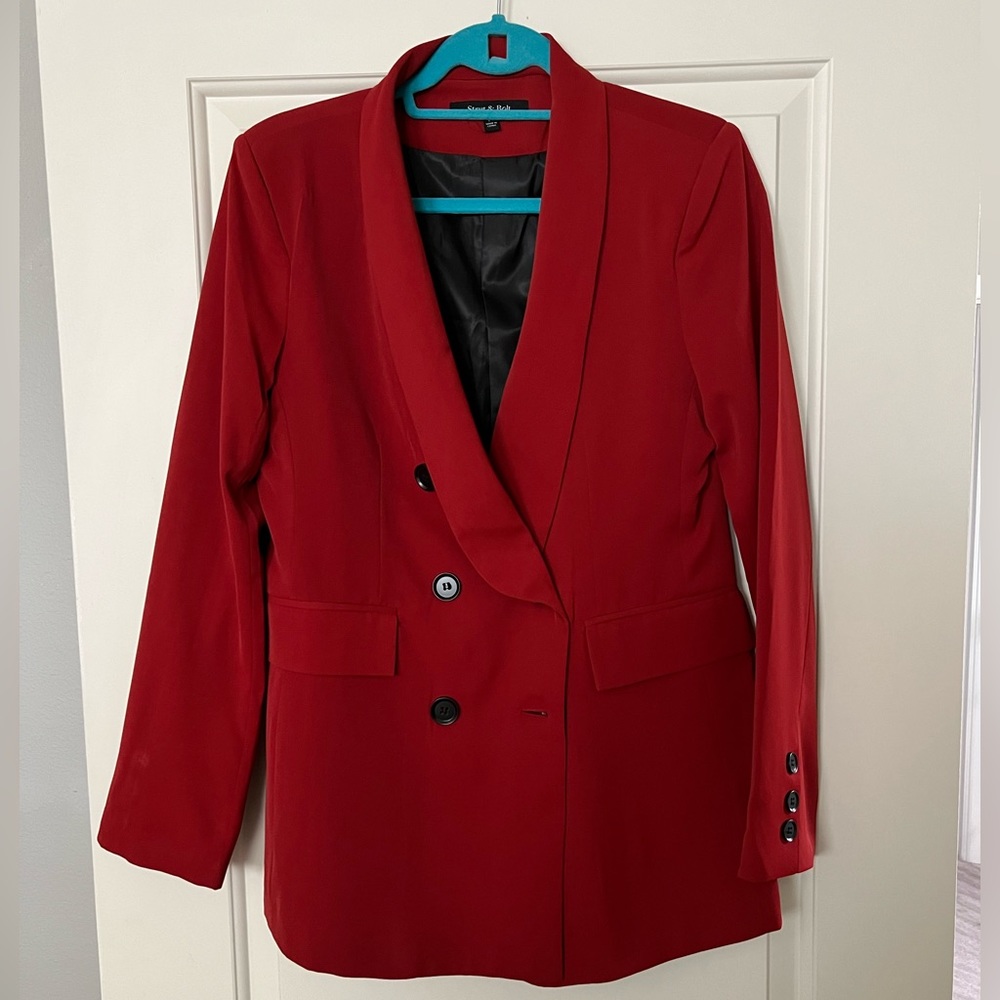Red Double Breasted Blazer